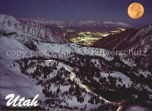 Utah US State Winter Wonderland with Moon