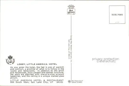 Salt Lake City Lobby Little America Hotel Kat. Salt Lake City