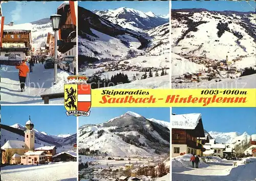 Saalbach Hinterglemm Dorfstrasse Zwoelferkogel Kohlmaiskopf Kirche Hinterglemm Dorfstrasse Kat. Saalbach Hinterglemm