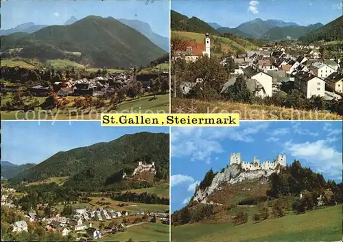 St Gallen Steiermark mit Gesaeuseberge Panorama Ruine Gallenstein Kat. Sankt Gallen