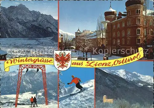 Lienz Tirol Spitzkofel Hauptplatz mit Liebburg Lift am Zettersfeld Pulverschnee Schloss Bruck Kat. Lienz