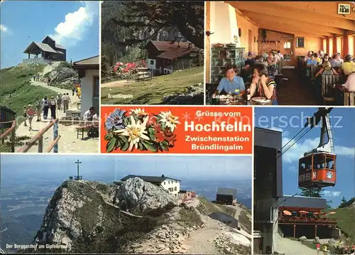 Hochfelln Bergen Kirche Bruendlingalm Berggasthof am Gipfelkreuz Gaststaette Seilbahn Kat. Bergen