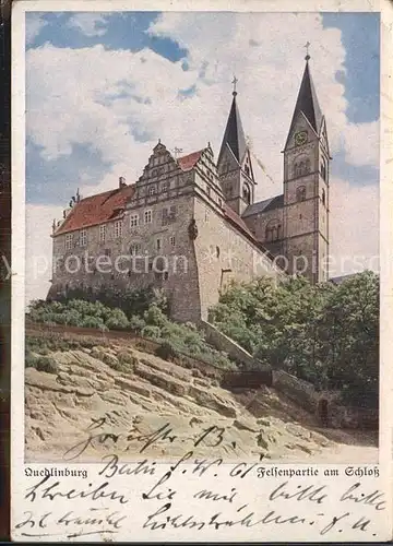 Quedlinburg Felsenpartie am Schloss Kuenstlerkarte Kat. Quedlinburg