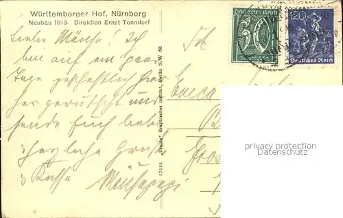 Nuernberg Wuerttemberger Hof Kat. Nuernberg