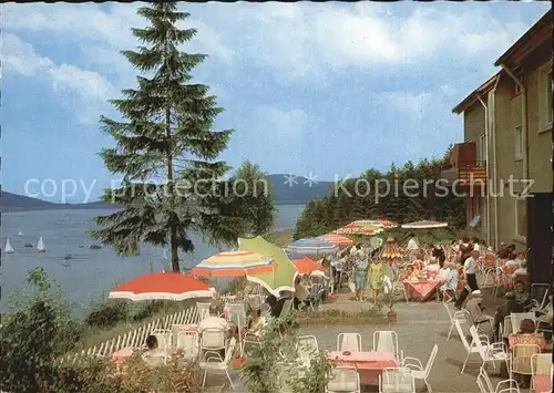 Langelsheim Hotel Berghof Terrasse mit Innerstetalsperre Kat. Langelsheim