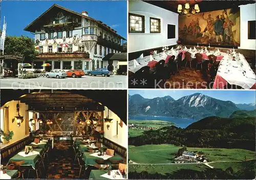 Kochel See Alpenhotel Schmied vom Kochel Festtafel Gastraum Panorama Kat. Kochel a.See