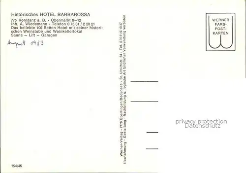 Konstanz Bodensee Historisches Hotel Barbarossa Kat. Konstanz