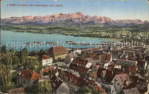 Konstanz Bodensee Fliegeraufnahme mit Kreuzlingen und Saentis Kat. Konstanz