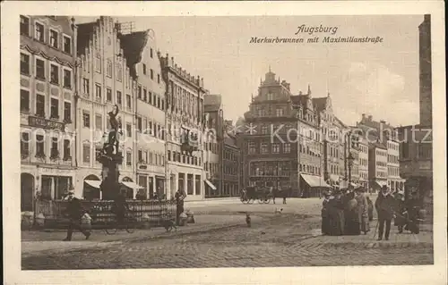 Augsburg Merkurbrunnen mit Maximilianstrasse Kat. Augsburg