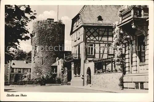 Eltville Rhein Ortspartie mit Turm Kat. Eltville am Rhein