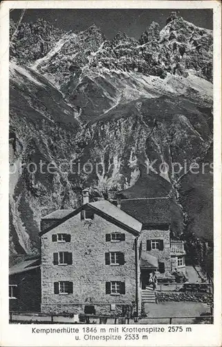 Kemptnerhuette mit Krottenspitze oefnerspitze Kat. Oberstdorf