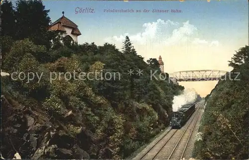 Goerlitz Sachsen Eisenbahnbruecke mit Dampflok Kat. Goerlitz