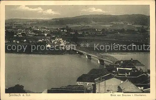 Simbach Inn Blick von Braunau auf Bruecke Kat. Simbach a.Inn