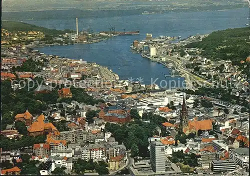 Flensburg Stadt Hafen und Foerde Fliegeraufnahme Kat. Flensburg