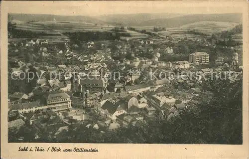 Suhl Thueringer Wald Blick vom Ottilienstein Kat. Suhl