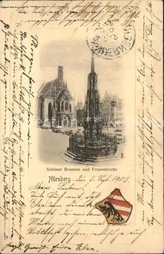 Nuernberg Brunnen und Frauenkirche Kat. Nuernberg