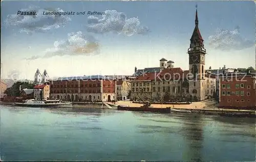 Passau Landungsplatz und Rathaus Kat. Passau