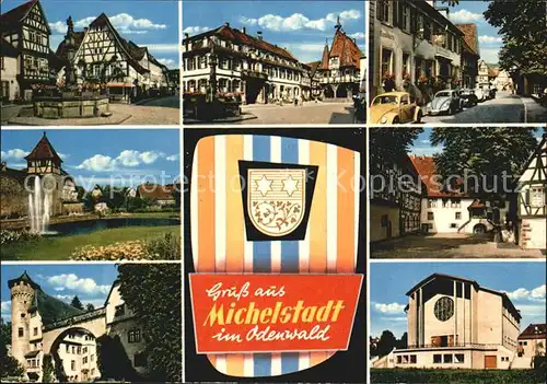 Michelstadt Marktplatz Brunnen Strassenpartie Fontaene Schloss Kirche Kat. Michelstadt