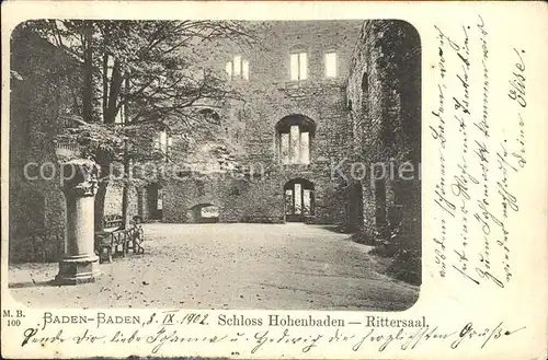 Baden Baden Schloss Hohenbaden Rittersaal Kat. Baden Baden