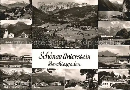 Schoenau Berchtesgaden mit Reiteralpe Koenigsee Oberschoenau Unterstein Untersberg Hoher Goell Jenner Gasthaus Gruener Baum Kat. Berchtesgaden