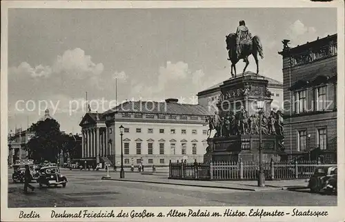 Berlin Denkmal Friedrich des Grossen Altes Palais Historische Eckfenster Staatsoper Kat. Berlin