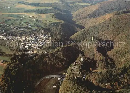 Manderscheid Eifel Kneipp Klimakurort Oberburg Niederburg Liesertal Fliegeraufnahme Kat. Manderscheid