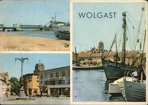 Wolgast Mecklenburg Vorpommern Dampferanlegestelle Platz der Jugend Hafen Fischkutter Kat. Wolgast