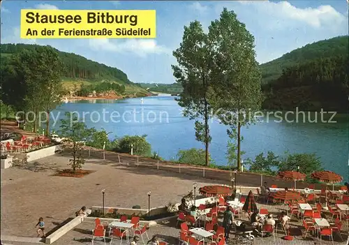 Biersdorf See Stausee Bitburg am Erzberg Ferienstrasse Suedeifel Terrasse Restaurant Kat. Biersdorf am See