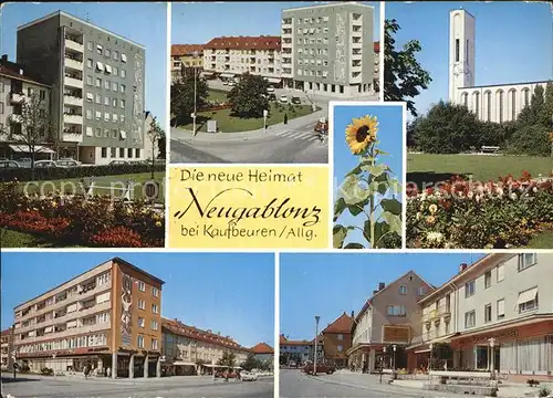 Neugablonz Teilansichten Hochhaus Kirche Sonnenblume Kat. Kaufbeuren