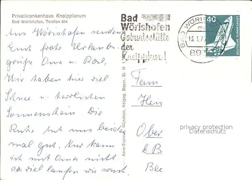 Bad Woerishofen Privatkrankenhaus KneippianumFliegeraufnahme Kat. Bad Woerishofen