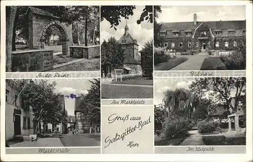 Salzgitter Bad An der Ruine Marktstrasse Kurpark Badehaus Marktplatz Kat. Salzgitter