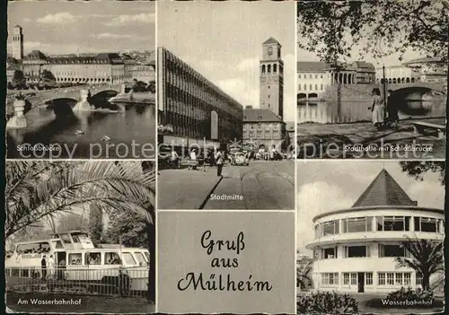 Muelheim Ruhr Schlossbruecke Stadtmitte Wasserbahnhof Stadthalle Kat. Muelheim an der Ruhr