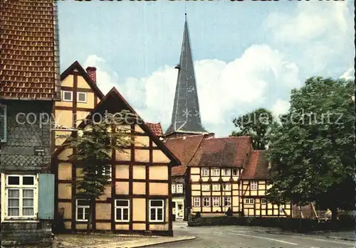 Guetersloh Apostelkirche Fachwerkhaeuser Ecke Kirchstrasse Berliner Strasse Kat. Guetersloh