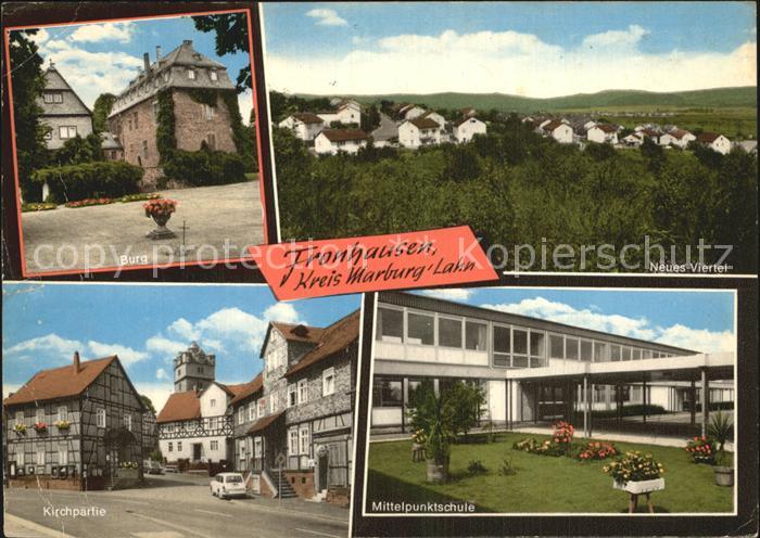 Fronhausen Lahn Burg Kirche Mittelpunktschule Kat. Fronhausen Nr