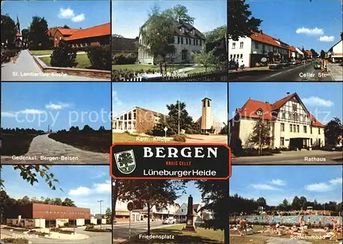 Bergen Celle Lambertius Kirche Gedenkstaette Bergen Belsen Friedensplatz Rathaus Kat. Bergen