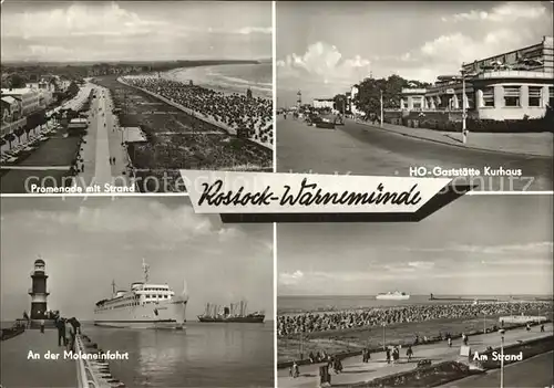 Warnemuende Ostseebad Promenade am Strand HO Gaststaette Kurhaus Moleneinfahrt Leuchtturm Kat. Rostock