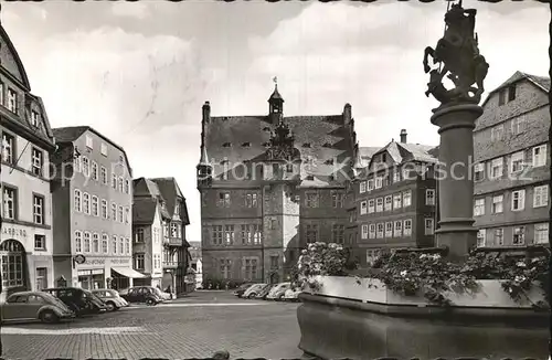 Marburg Lahn Marktplatz mit Rathaus Brunnen Kat. Marburg