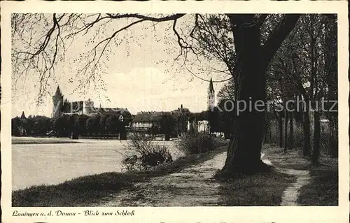 Lauingen Donau Uferpromenade Blick zum Schloss Kat. Lauingen (Donau)