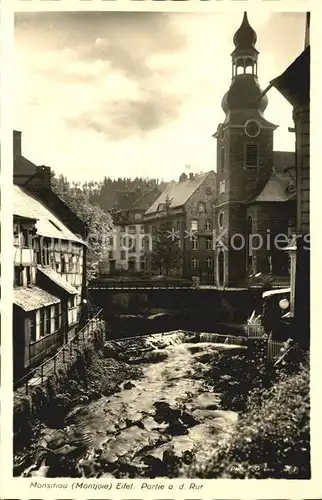 Monschau Montjoie Partie an der Rur Kirche Kat. Monschau