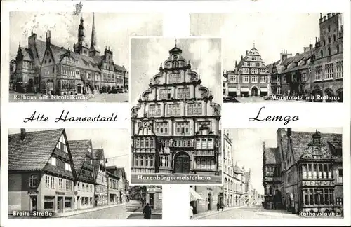 Lemgo Rathaus Nicolaikirche Marktplatz Breite Strasse Rathauslaube Hexenbuergermeisterhaus Kat. Lemgo