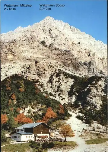 Wimbachgriess Huette mit Watzmann Suedspitze Berchtesgadener Alpen Kat. Ramsau Berchtesgaden