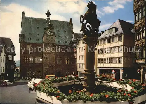 Marburg Lahn Marktplatz Rathaus Brunnen Kat. Marburg