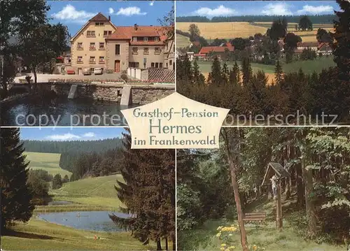 Hermes Marktleugast Landgut Hermes Pension Haueis im Frankenwald See Waldpartie Wegekreuz Kat. Marktleugast