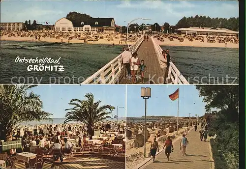 Groemitz Ostseebad Strand Seebruecke Promenade Restaurant Kat. Groemitz