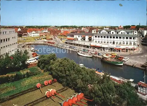 Buesum Nordseebad Blick vom Leuchtturm auf den Alten Hafen Kat. Buesum