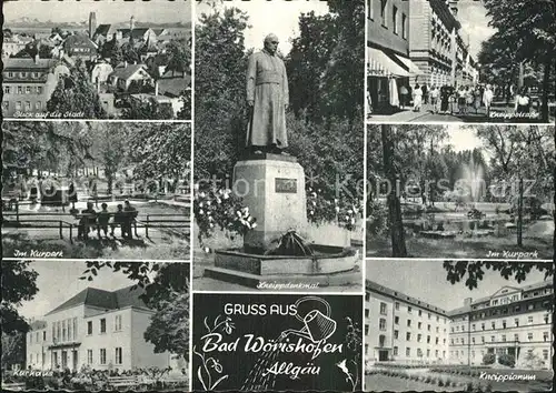 Bad Woerishofen Kurpark Kurhaus Kneipp Denkmal Statue Kneippianum Kupfertiefdruck Kat. Bad Woerishofen