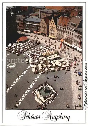 Augsburg Rathausplatz mit Augustusbrunnen Fliegeraufnahme Kat. Augsburg