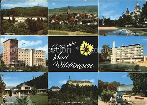 Bad Wildungen Badehotel Altstadt Fuerstenhof Sanatorien Westend und Wicker Wandelhalle Schloss Friedrichstein Kurmittelhaus Kat. Bad Wildungen