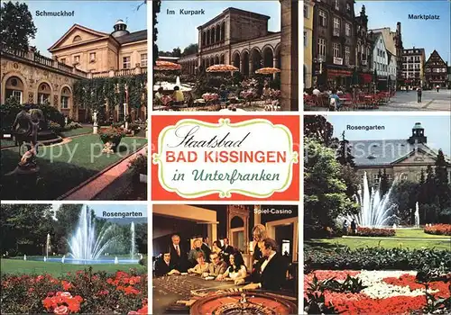 Bad Kissingen Schmuckhof Kurpark Marktplatz Rosengarten Fontaene Spielcasino Kat. Bad Kissingen