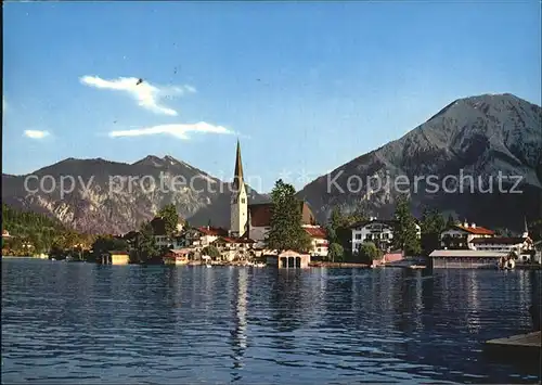 Rottach Egern Tegernsee Ansicht vom See aus Kirche Alpenblick